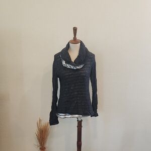 Anthropologie MOTH Wool Black Cowl Neck Sweater